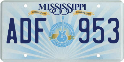 MS license plate ADF953