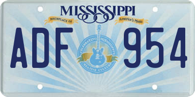 MS license plate ADF954