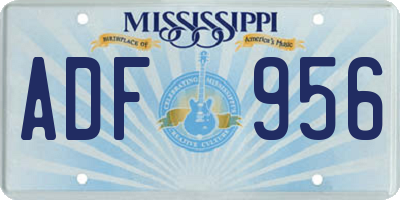 MS license plate ADF956