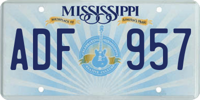 MS license plate ADF957