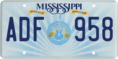 MS license plate ADF958