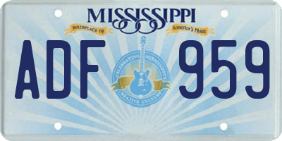 MS license plate ADF959