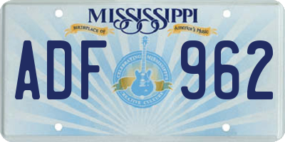 MS license plate ADF962