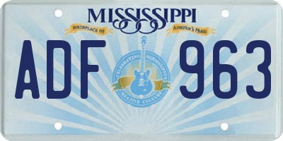 MS license plate ADF963