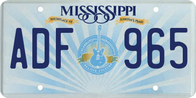 MS license plate ADF965