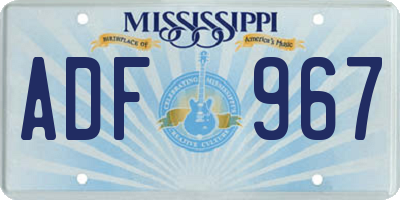 MS license plate ADF967