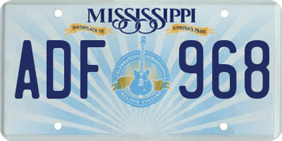MS license plate ADF968