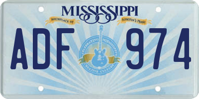 MS license plate ADF974