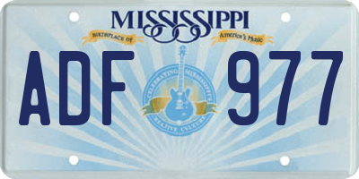 MS license plate ADF977