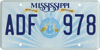 MS license plate ADF978