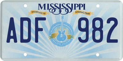 MS license plate ADF982