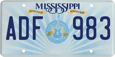 MS license plate ADF983