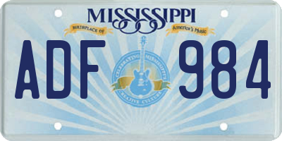 MS license plate ADF984