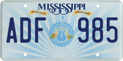 MS license plate ADF985
