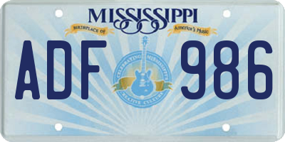MS license plate ADF986