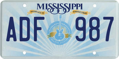 MS license plate ADF987