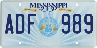 MS license plate ADF989