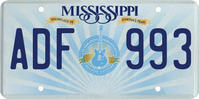 MS license plate ADF993