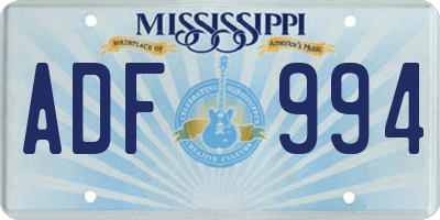 MS license plate ADF994