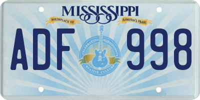 MS license plate ADF998
