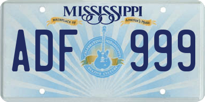 MS license plate ADF999