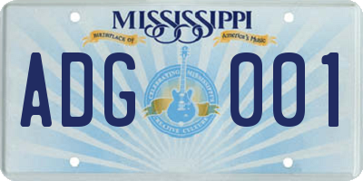 MS license plate ADG001