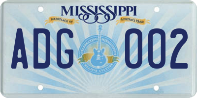 MS license plate ADG002