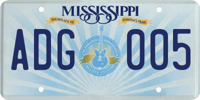MS license plate ADG005