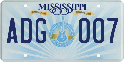 MS license plate ADG007