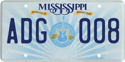 MS license plate ADG008