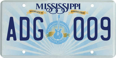 MS license plate ADG009
