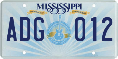 MS license plate ADG012