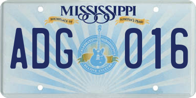 MS license plate ADG016