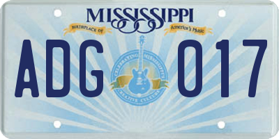MS license plate ADG017
