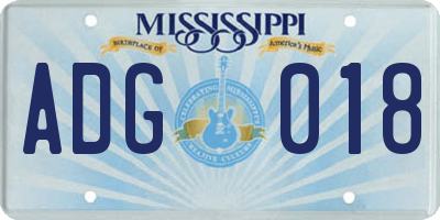 MS license plate ADG018