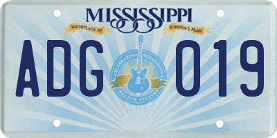MS license plate ADG019