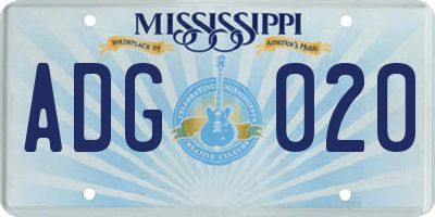 MS license plate ADG020