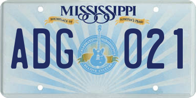 MS license plate ADG021