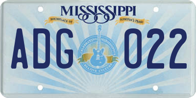MS license plate ADG022