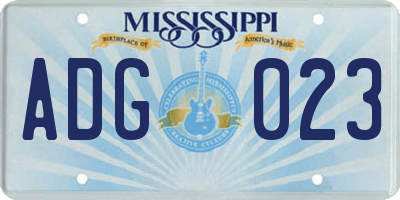 MS license plate ADG023