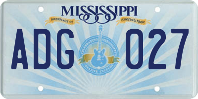 MS license plate ADG027