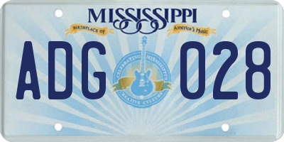 MS license plate ADG028