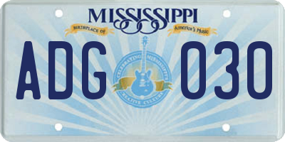 MS license plate ADG030