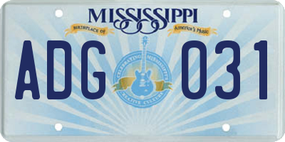 MS license plate ADG031