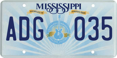 MS license plate ADG035