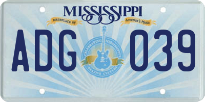 MS license plate ADG039