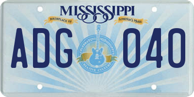 MS license plate ADG040