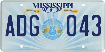 MS license plate ADG043