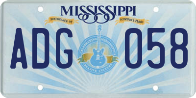 MS license plate ADG058