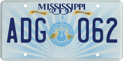 MS license plate ADG062